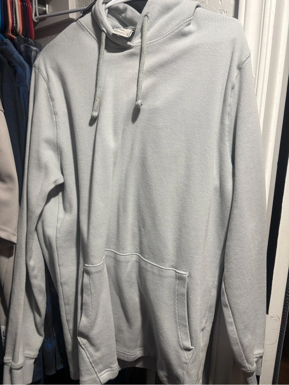 The North Face Light Gray Waffle-Knit Hooded Pullover